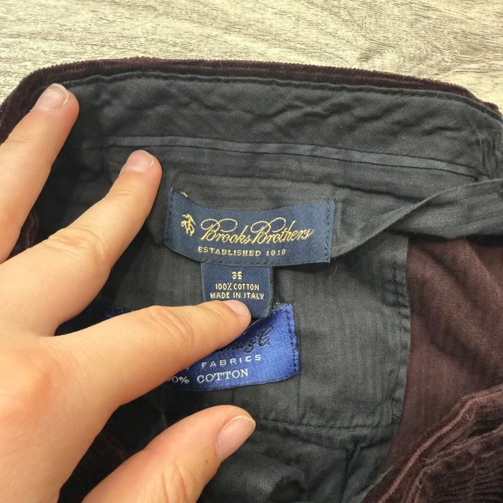Brooks Brothers Loro Piana Corduroy Pants Mens 35 Brown Burgundy Made in Italy